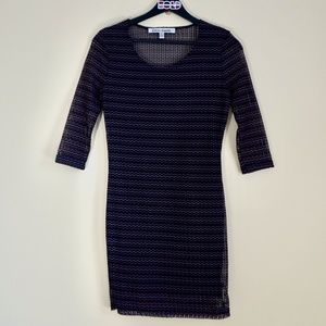 Lovers + Friends Dress Sz Small Mini Bodycon Chevron Stripe Open Back Y2K 90s